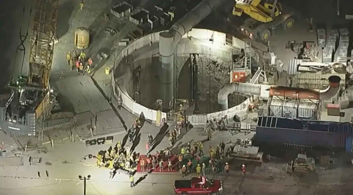 The Los Angeles Fire Department deployed rescue teams to the accident site to save 15 workers trapped after the incident.