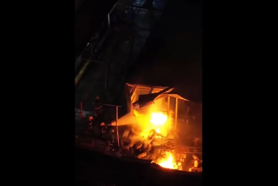 The industrial accident occurred around 6:55 pm in the San Fernando community of Trinidad, after a tanker truck struck a gas line on the compound, causing a fire.