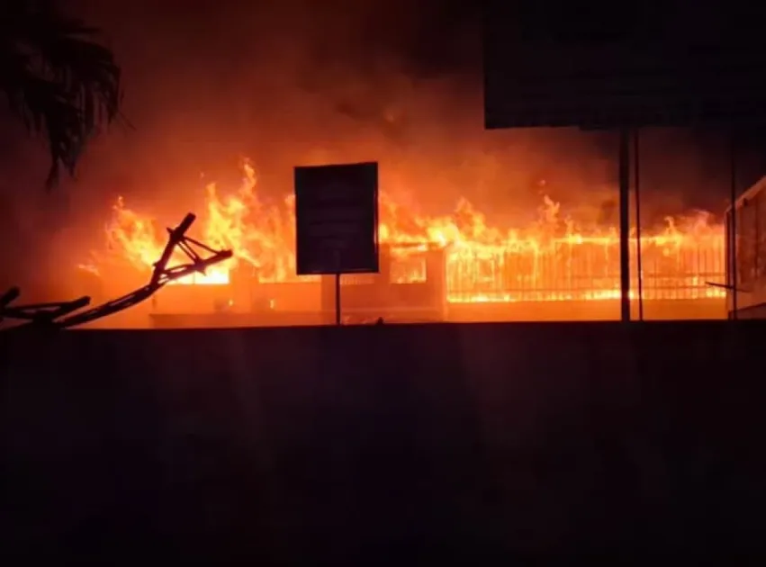 The fire erupted midnight and is the second fire in recent months that has caused significant damage to the infrastructure of one of Guyana’s historic labour architectures.  
