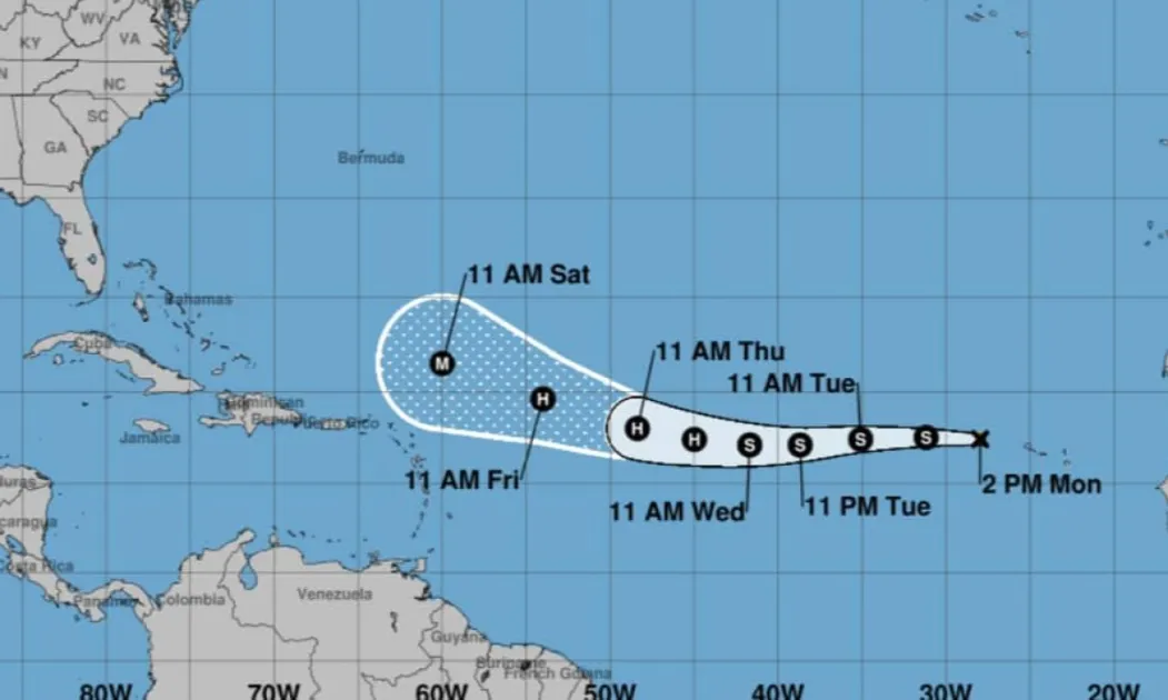 Tropical Storm Erin is predicted to become the first named hurricane of the 2025 Atlantic Hurricane Season, as it moves quickly towards west. 
