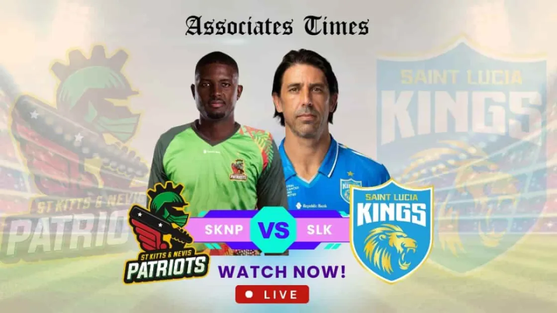 St Kitts and Nevis Patriots take on Saint Lucia Kings in their first clash of CPL 2025 at Warner Park. Stay tuned for live updates with Associates Times.