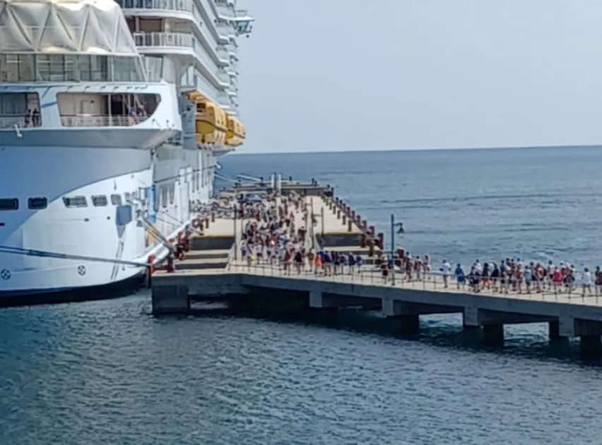 The Royal Caribbean’s Oasis-Class cruise ship arrived from St Thomas in the United States Virgin Islands and is set to depart for Cape Canaveral, Florida, after its stop in St Kitts and Nevis. The Royal Caribbean’s Oasis-Class cruise ship arrived from St Thomas in the United States Virgin Islands and is set to depart for Cape Canaveral, Florida, after its stop in St Kitts and Nevis.