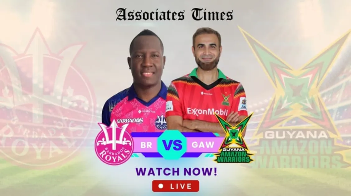CPL 2025 Live: Guyana Amazon Warriors losses 3 wickets.  Stay tuned on live updates on Associates Times. 