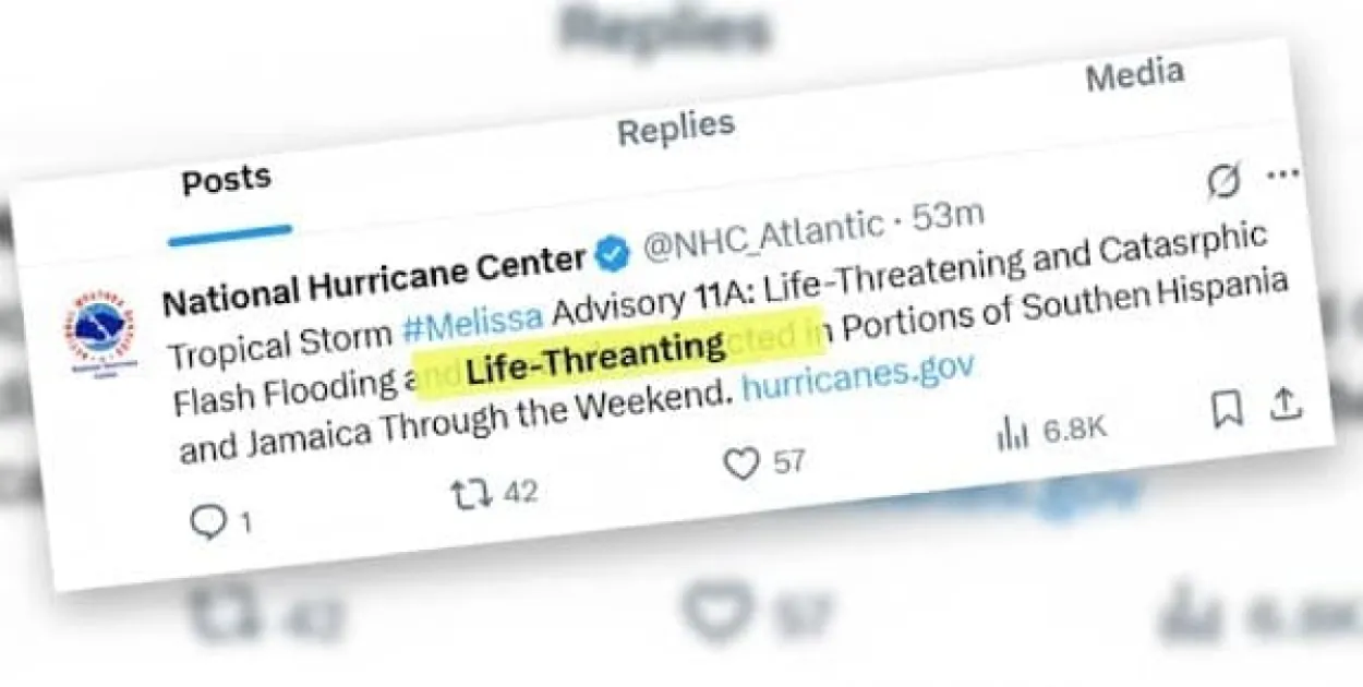 This advisory was issued as TS Melissa is slowly moving towards the island and is strengthening into a hurricane with life threatening winds.  This advisory was issued as TS Melissa is slowly moving towards the island and is strengthening into a hurricane with life threatening winds.