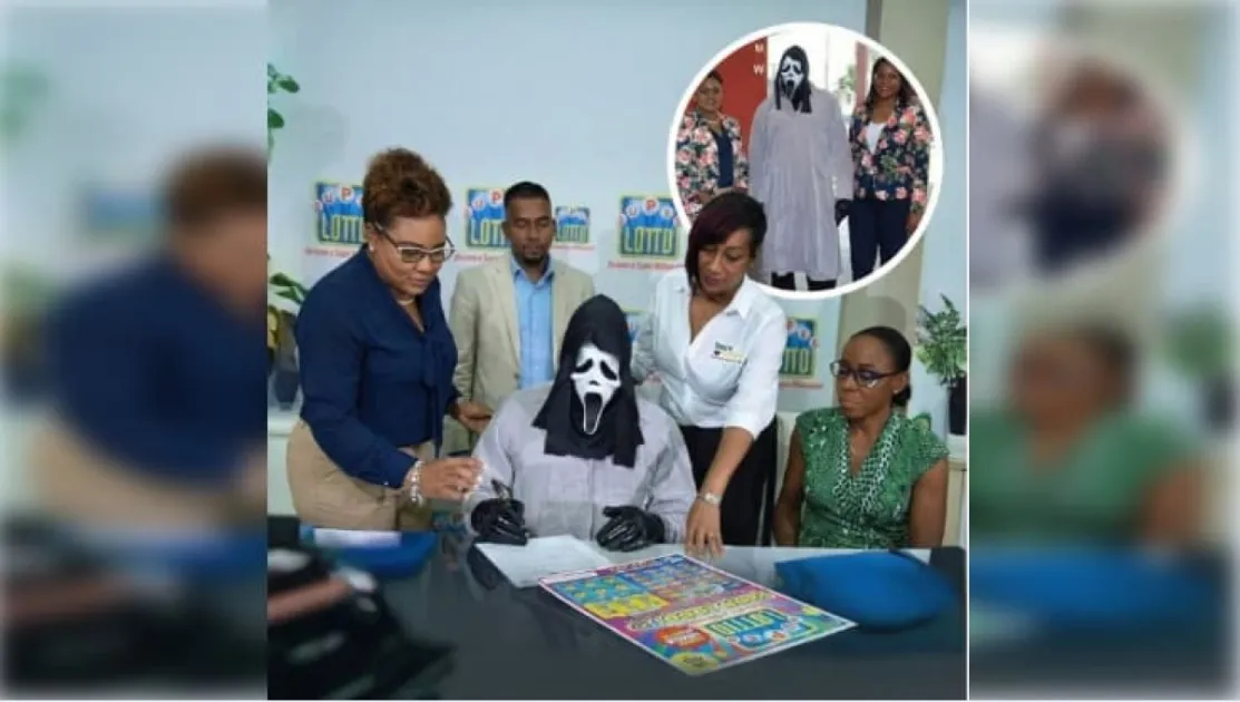 Jamaican Lottery Winner Collects Jackpot Wearing “Scream” Costume to hide identity from family 