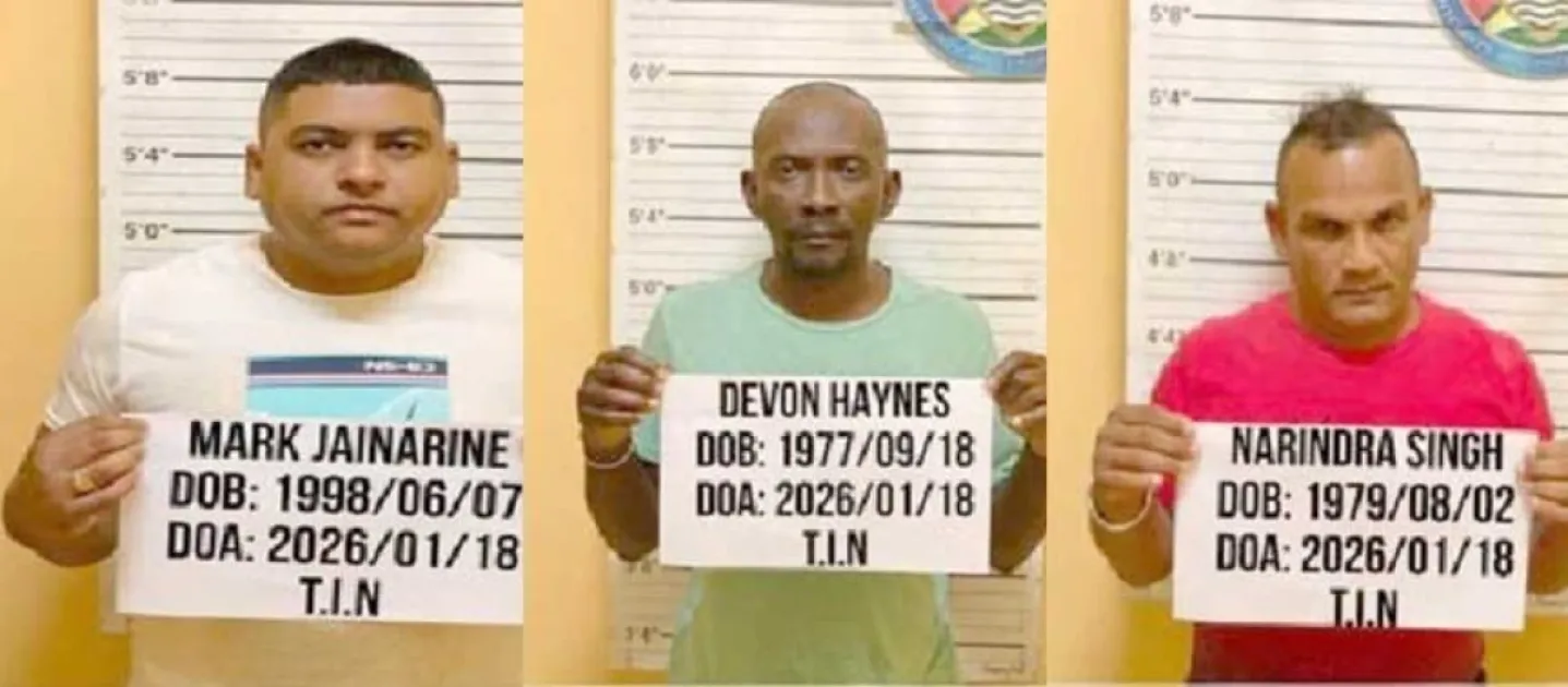Three men charged over trafficking 70kg of cocaine in Guyana