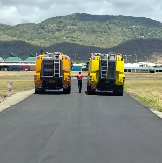 The new two-lane roadway at Hewanorra International Airport is expected to improve response times and enhance airfield safety.