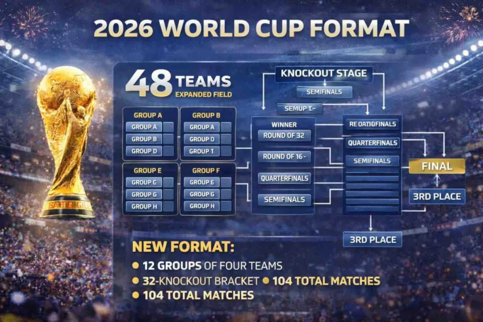 The tournament features 12 groups and 104 matches, with top teams and emerging Caribbean sides making early impact in the expanded global competition.