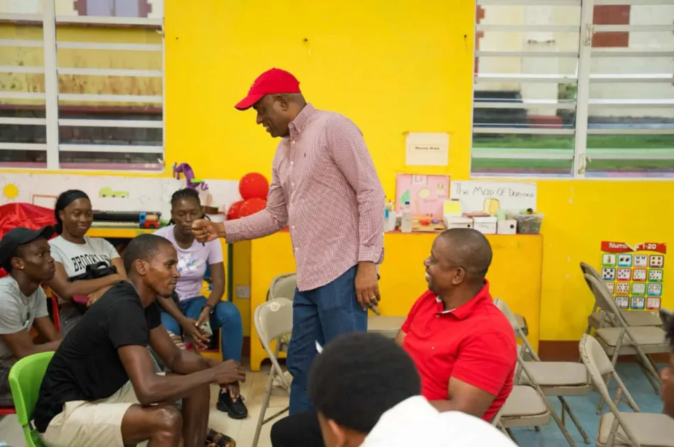 Prime Minister Roosevelt Skerrit met young people in Castle Bruce for a youth dialogue focused on their concerns, aspirations and ideas for creating greater opportunities in the constituency.